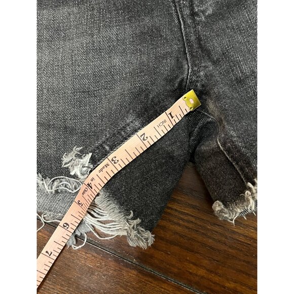 We The Free People Jean Shorts Distressed Button Fly Black High Rise Denim 25 - Picture 8 of 8